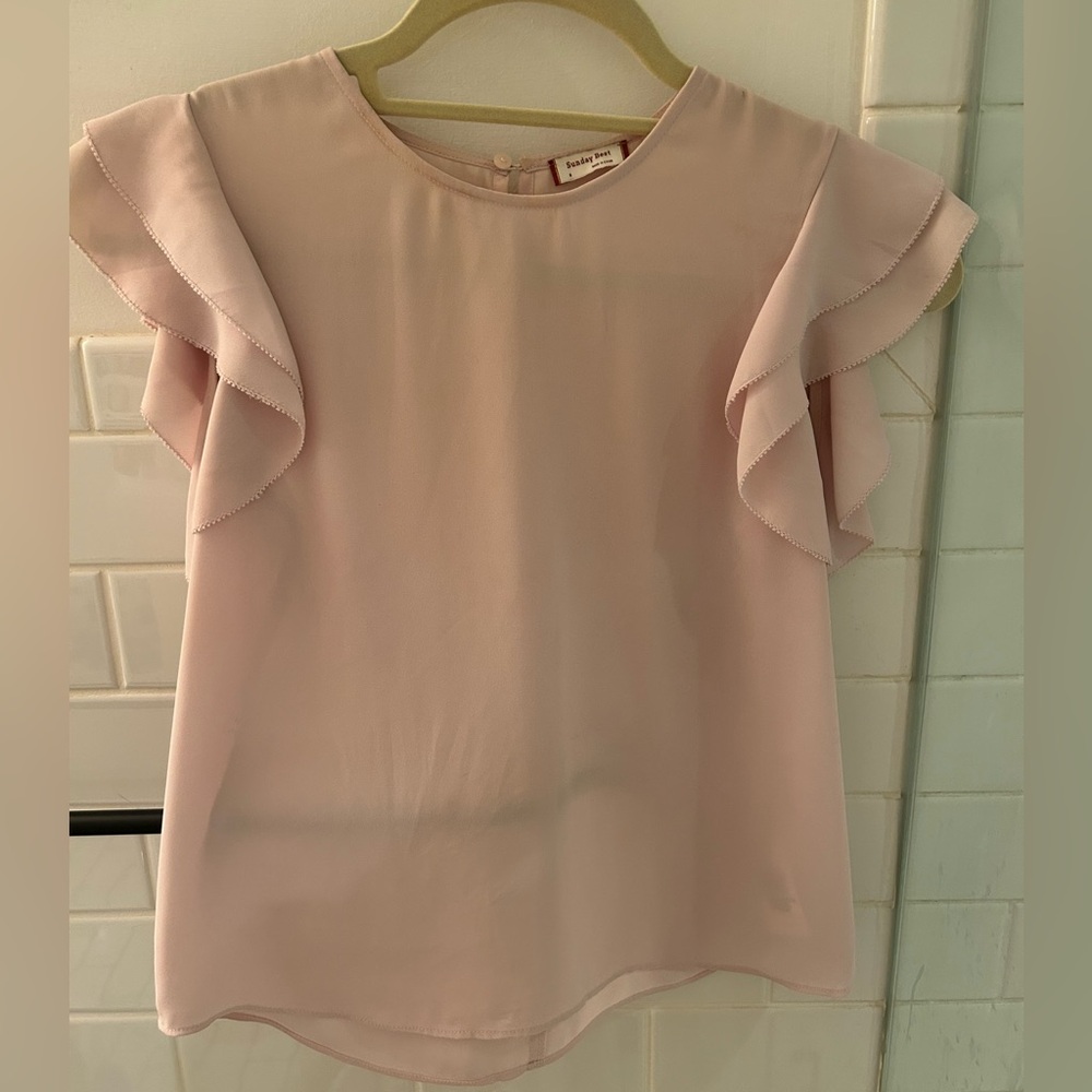 Aritzia Sunday Best pink ruffle sleeve top